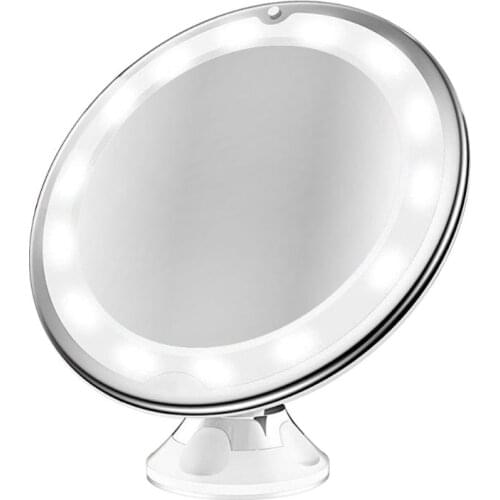 10x Makeup Mirror with LED Lights Cosmetic Light up Magnification Mirrors with Gooseneck