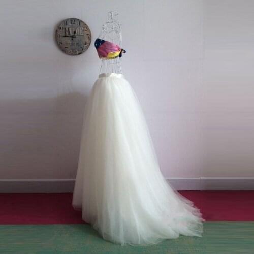 Modest Ivory Tulle Ribbon Waist Long Women Skirt Summer Style Mesh Saia Faldas Girl Dreamlike Bridal Photograpy Full Length Skir