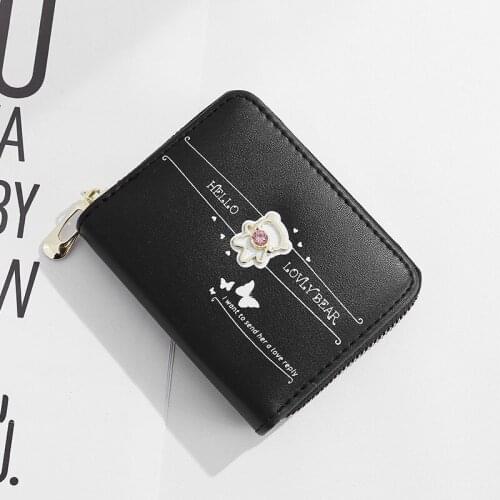 Women Short Cartoon Bear Zipper Wallets Female Cute Solid Color Coin Purses Ladies Hot Sale Mini Card Holder Clutch Bag