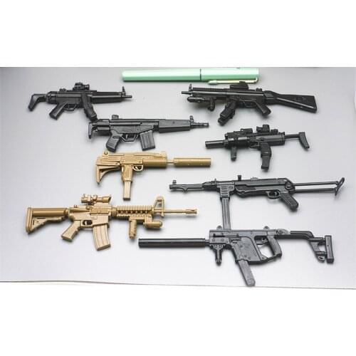 1:6 8pcs/set 4D 1/6 Gun MP7 UZI MP5 Dagger MP40 Submachine Gun Carbine Assault Rifle Assembly Model Toy For Action Figure