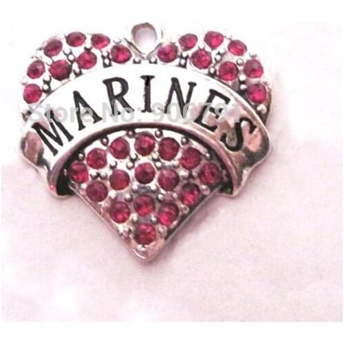 100pcs a lot rhodium plated fashion Marines Red Crystal Military Pendant(A100072)