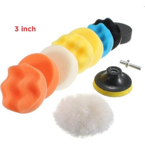 11pcs Buffing Sponge Pad Set 3/5 Inch Car Polishing Pad Kit Auto Buffing Waxing with M14 Drill Adaptor For Car Cleaning Tools