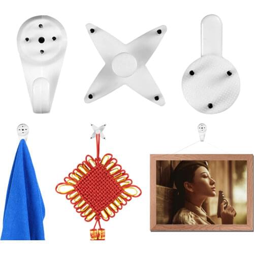 20PCS White Painting Photo Plastic Invisibl Nail Plastic Hanging Hanger Home Decor Wall Hooks Mount Picture Frame Seamless Nail
