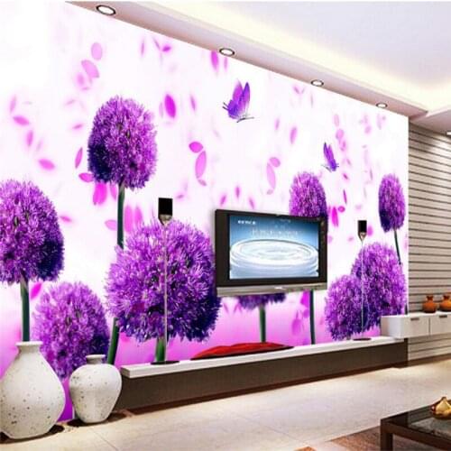 Beibehang Custom 3d wallpaper HD lavender wallpaper living room sofa bedroom TV wall decoration painting
