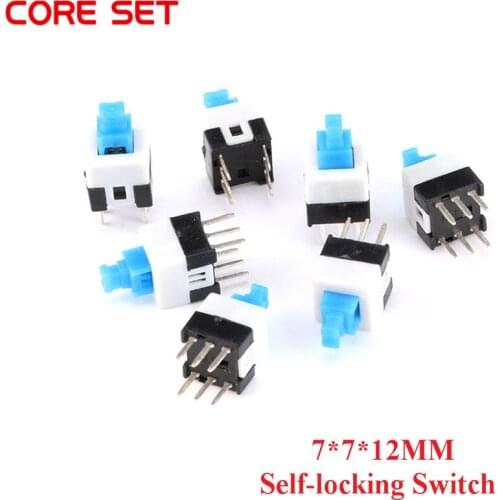 40/20pcs 6 Pin DPDT Mini Push Button Self-locking Switch Square 7x7x12mm G64 Multimeter Switch