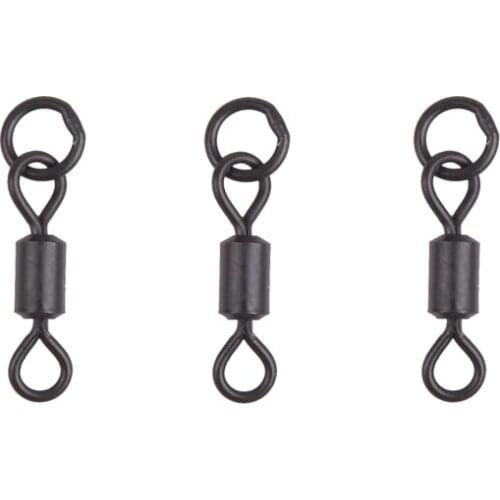 500Pcs Matt Black Carp Fishing Rolling Swivels Connector with Solid Ring Carp tackle Rigs Terminal end accessories