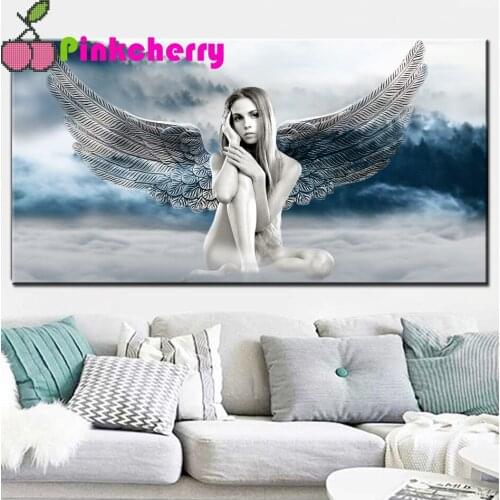 Large Size Diamond Painting White Angel WIngs 3d Picture Diamond Embroidery Full Square Round Diamond Mosaic Decor,k578