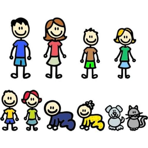 Car Stickers Decor Motorcycle Decals Anime A Large Family Dog Cat Cartoon Decorative Accessories Creative PVC,20cm*15cm