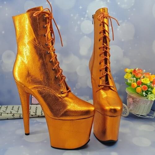 Leecabe 20CM/8inches Pole dancing bootie materials covered High Heel platform Boots closed toe Pole Dance bootie