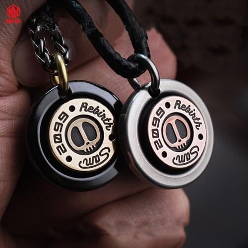 1PC Zirconium Alloy Pendant Necklace EDC Dog Tag Pendant Keychain DIY Metal Tide Brand Male Ornament