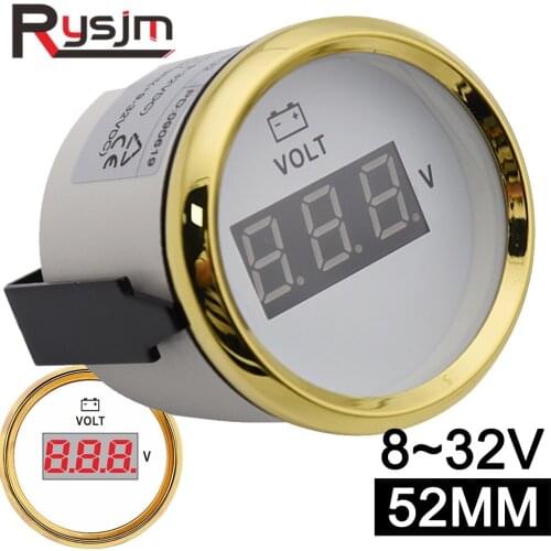 Digital Marine Voltmeter 52mm Volt Gauge Meter 8~32V Voltage Meters for Motorcycle Car Boat Truck ATV AMP Yacht + Red Backlight