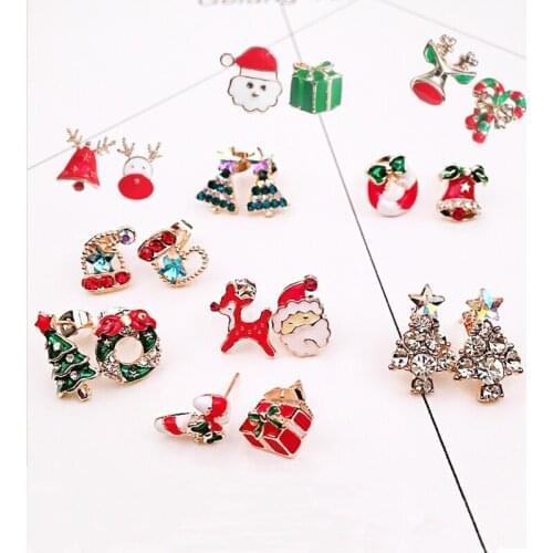 Covit New 2018 Santa Claus earring for women Christmas Jewelry tree snowman snow deer girls New Year Christmas gift wholesale