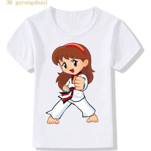 Children Cartoon Taekwondo Print graphic t shirts t shirt for girls clothes childrens clothing tshirt girl kids clothes boys