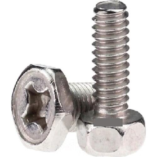 Free delivery 304 stainless steel cross recess pocket hex head bolt screw M5 M6 * 5 6 8 10 12 14 16 18 20 25 30 35 40 45 50