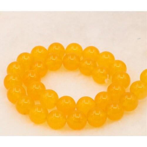Casual/Sporty Natural Stone Yellow Jades Chalcedony Round Loose Beads 4-12mm Jewelry Making DIY Bracelet Necklace 15inch M465