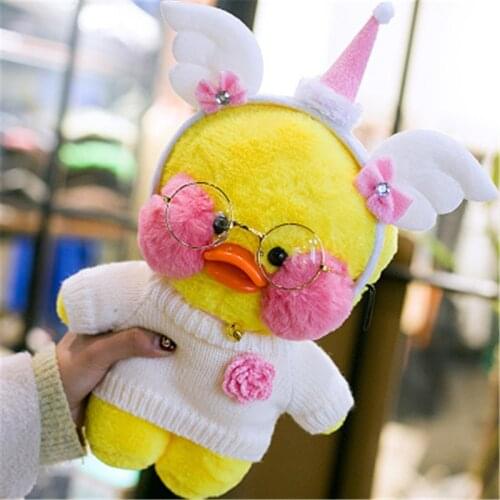 30cm Lalafanfan Duck Soft Animal Dolls Kawaii Cafe Mimi Yellow Duck Plush Toy Cute Stuffed Doll Kids Toys Birthday Gift For Chi