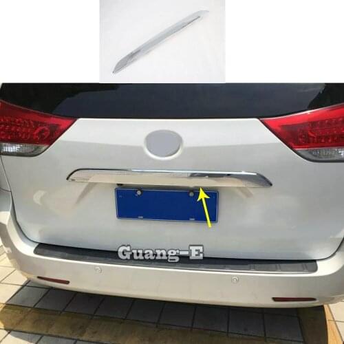 Car Body Sticker ABS Chrome Rear License Plate Door Tailgate Frame Plate Trim Lamp Trunk For Toyota Sienna 2018 2019 2020 2021