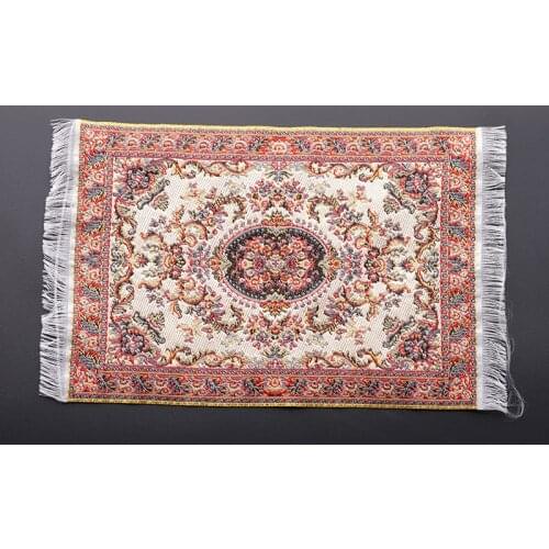 1/12 Scale Woven Rug Floor Carpet Dolls House Miniatures Furniture Toys for Dollhouse Floor Silk Coverings Gifts 10*15cm