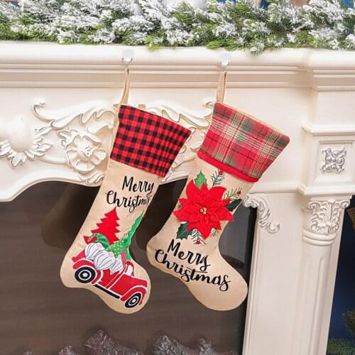 2020 New Year Christmas Xmas Tree Hanging Party Tree Decor Santa Stocking Sock Gift Candy Bags Lovely Gift Bag For Tree Decor