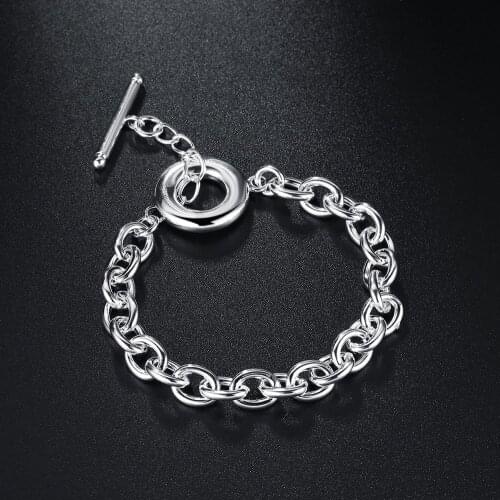 Popular 925 sterling silver elegant Wild chain Bracelets for women men high quality Wedding party Christmas Gift Fashion Jewelry