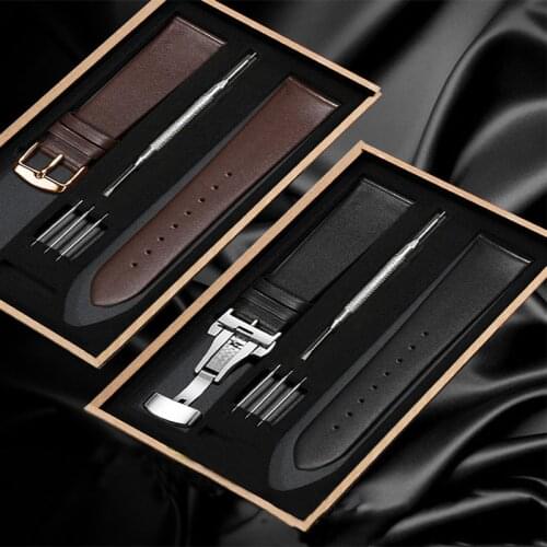 12 14 15 16 17 18 19 20 21 22mm Genuine Leather Watchband Black Brown Ultrathin Soft Plain Grain Accessories For Men And Women