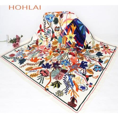 100% Twill Silk Scarf Women Print Shawl Echarpe Fourlard Femme Square Scarves For Women Hijab Bandanas Bufandas Mujer 130*130cm