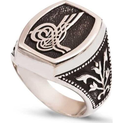 Tevuli 925 Sterling Silver Tuğralı Male Ring
