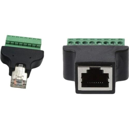 JABS Ethernet RJ45 Internal Thread CCTV 8-Pin (Male Female) Terminal Converter Adapter for Digital DVR Network Adapter