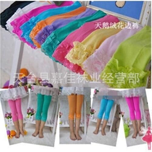 Spring Section Girls Lace Candy Colored Velvet Leggings Children Leggings