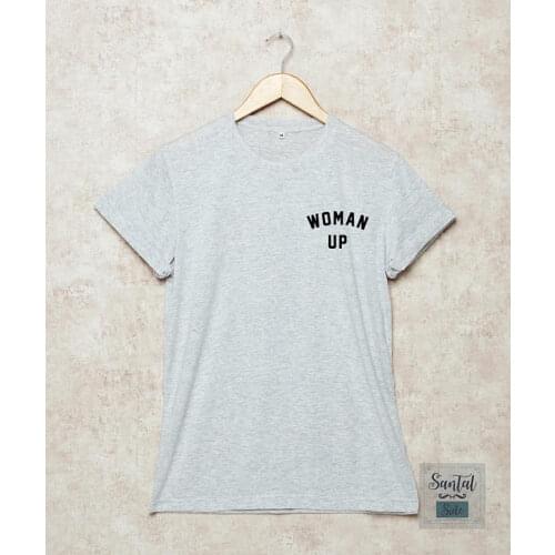 Woman Up Shirt Feminist Tshirt Pocket T-Shirt Girl Power Women Strong Gift-D469