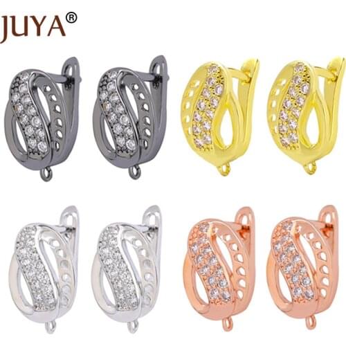 JUYA Fashion Design DIY Earrings Zircon Clasps Hooks for Woman Hoop Earrings Jewelry Making Accessories Hand Made Earring Hooks