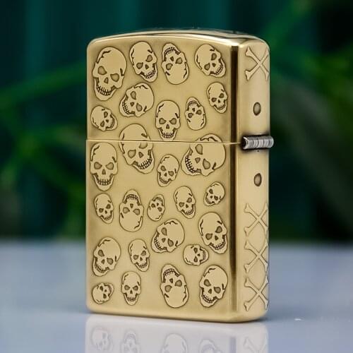 ZORRO Classic Carving Personality Creative Boutique Skull Pure Copper Kerosene Lighter