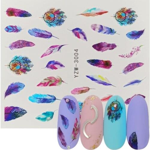 1 Sheet Colorful Nail Art Water Decals Slider Dream Catcher Feather Nail Wraps Tattoo Decoration Accessories