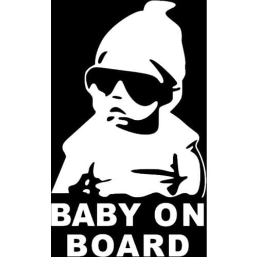 14x9cm BABY ON BOARD Cool Rear Reflective Sunglasses Child Car Stickers Black/Silver Warning Decals Car Exterior Stickers