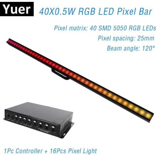 16Pcs With Controller RGB Wall Washer LED Pixel tube DMX Bar Light Individual Control Pixel Stage Llight Dj Bar Light Music KTV