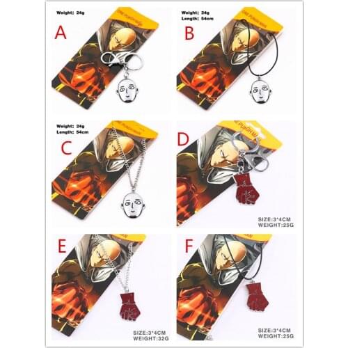 30pcs/lot ONE PUNCH MAN Toys Necklace Keychain One Punch Man Saitama Figure Pendant Doll Keychains