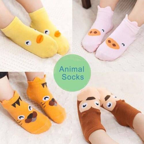 4 Pairs Kids Boys Girls Socks Children Baby Toddler Fashion Cute Animal Anti Slip Socks for 0-4 Years baby girl socks