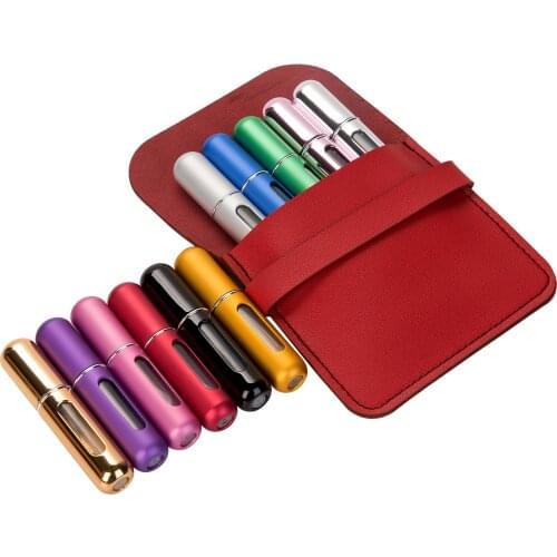 5 PCS 5ml Mini Refillable Perfume Bottle Aluminum Spray Atomizer Portable Travel Cosmetic Container Perfume Bottle With Bag