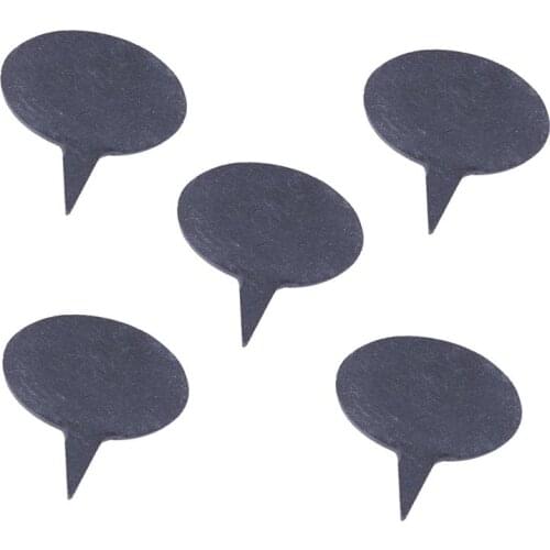 5pcs Slate Plant Labels Natural Style Oval Cake Cheese Toppers Greenhouse Sign Garden Marker for Planters Cake Makers (Black)