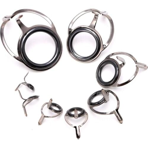 8Pcs 6# - 30# Stainless Steel Eye Rings Fishing Rod Guides Tips Line Repair Kit