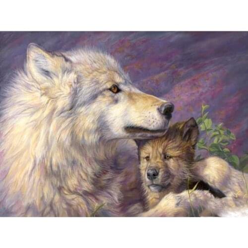 Full Square Drill Diamond Painting Cross Stitch 5D Embroidery Mother Wolf Rhinestone Mosaic Home Decor Gift JX237