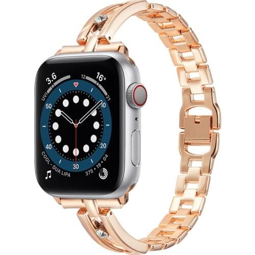 Diamond Metal Stainless Steel strap for Apple Watch Band 44mm 42mm 38mm 40mm iWatch Series SE 6 5 4 3 2 1 Replacement Wristband