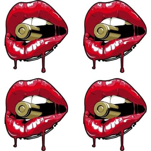 Car Stickers Decor Motorcycle Decals Red Lips Bullet Decorative Accessories Creative Sunscreen Waterproof PVC JDM JEEP Meterial