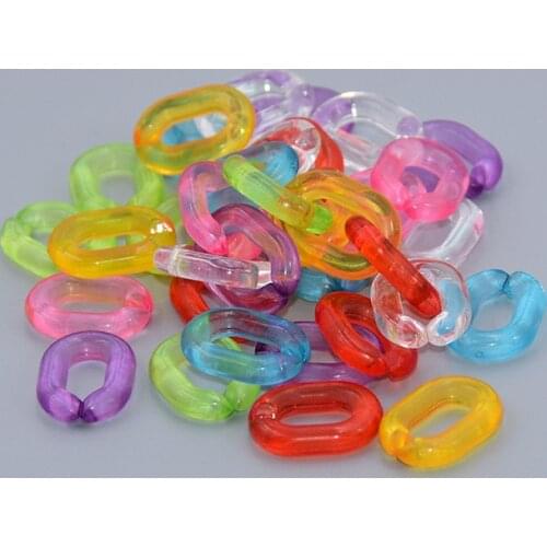 100Pcs 20*14MM Colorful Transparent Acrylic Chain For DIY Making Necklace Bracelet Opening Combine Chain Jewelry Accessories