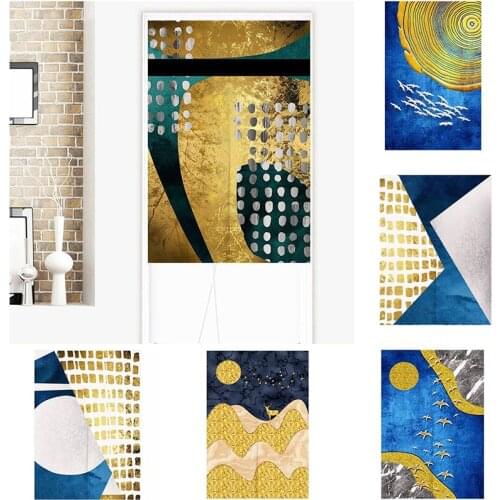 Geometric Fabric Curtain Cotton Linen Partition Curtain Door Curtain Home Decoration Doorway Hanging Curtain