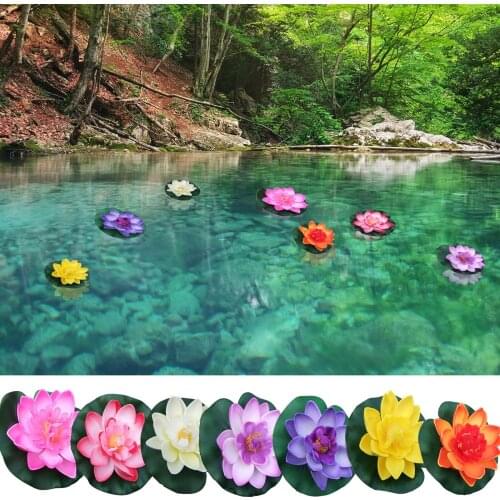 10cm Artificial Floating Water Lily Artificial Lotus Flower Pond Decor Decor Water Lily Pond Tank Plant Ornament Garden Decor