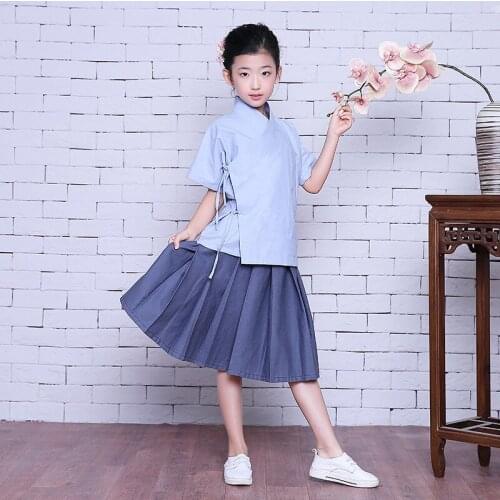 Chinese Folk Dance Children Girls Natinal Students Chinese Tunic Suit Ancient Costume National Childrens Costumes