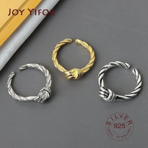 925 Sterling Silver Vintage Handmade Knot Rings for Fashion Women Party Classic Fine Jewelry Geometric Accessories Gift