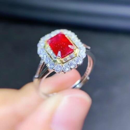 Jewelry Fashion Ruby Ring for Office Woman Natural Ruby Silver Ring 925 Silver Ruby Jewelry Birthday Gift