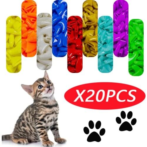 20pcs Anti- Scratch Silicone Soft Cat Nail Caps / Cat Paw Claw / Pet Nail Protector/Cat Nail Cover with free Glue and Applictor